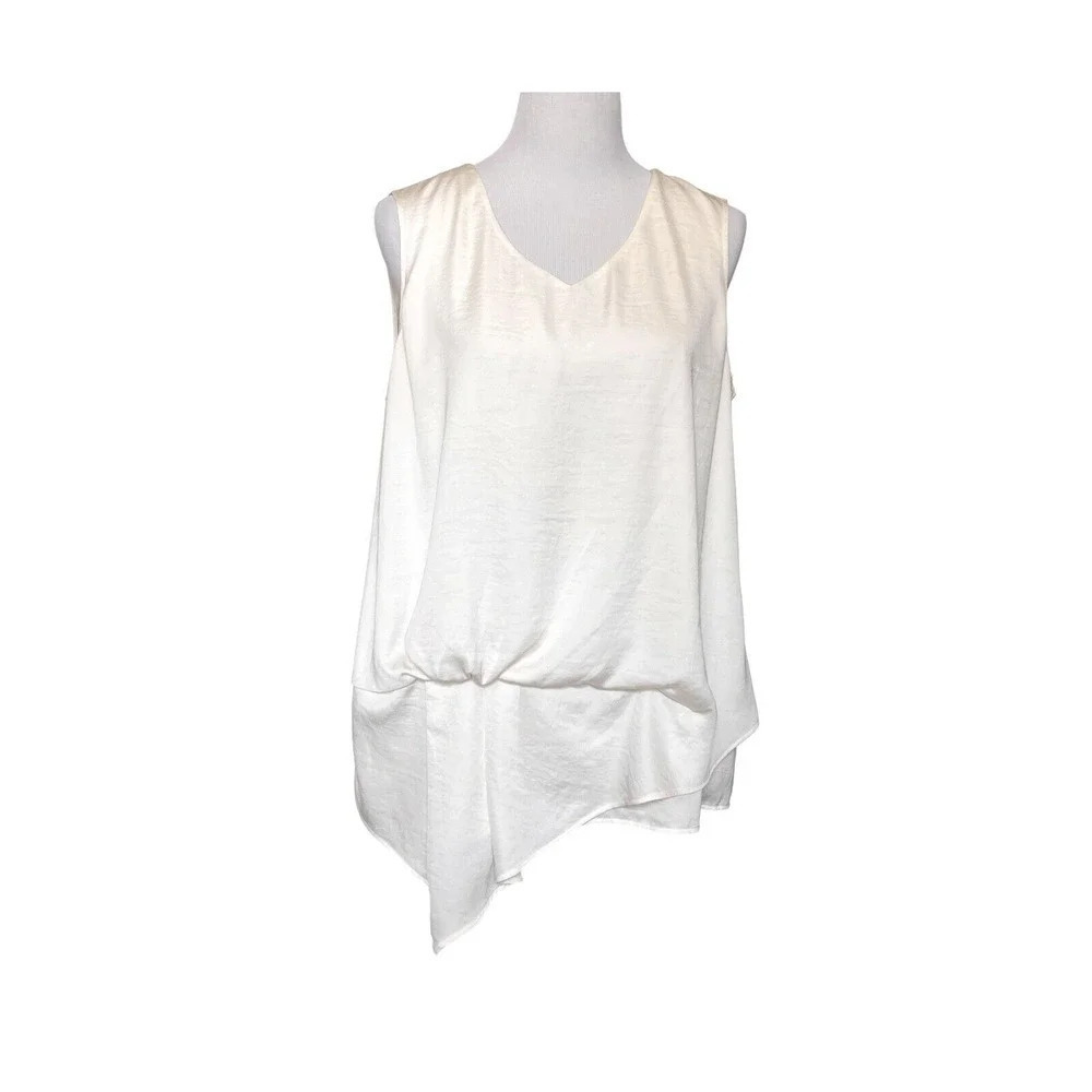 Chico's Ivory Sleeveless Top V-Neck Asymmetrical Chico SZ 2 Medium Size 12